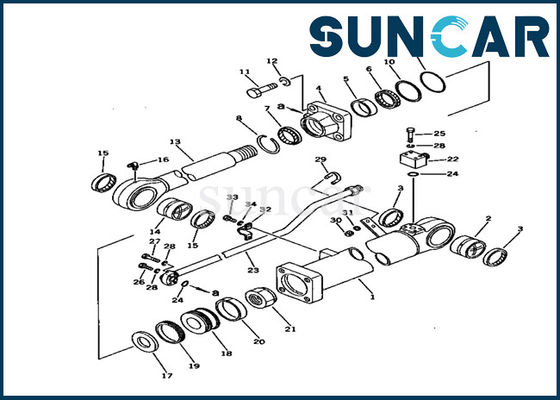 707-98-45100 de Verbinding Kit Komatsu Excavator van de wapencilinder pc150-1 binnen de dienstuitrusting van reparatiedelen