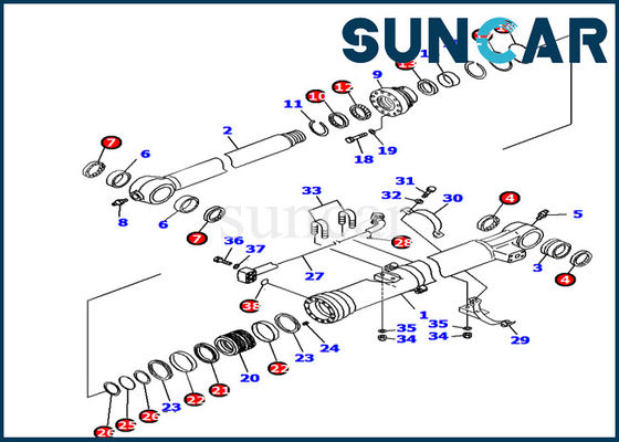 707-99-37150 de Uitrusting van de de Machinesreparatie van graafwerktuigbucket cylinder seal Kit Fits Komatsu PC160LC-7E0