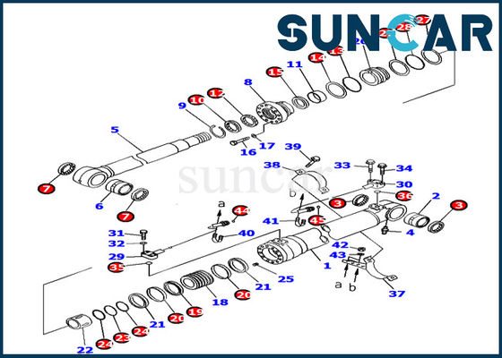 Van de Verbindingsuitrusting 707-99-38720 van de boomcilinder van de Pasvormenkomatsu Graafwerktuig pc160lc-7 binnenreparatiedelen