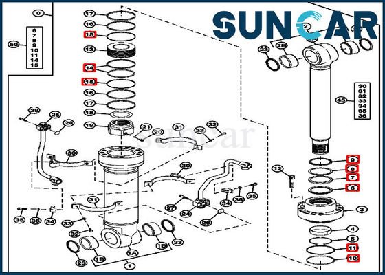 ISO9001 hydraulische Verbinding 4662878 Plaatsende Cilinder die Kit Excavator John Deere Kits verzegelen