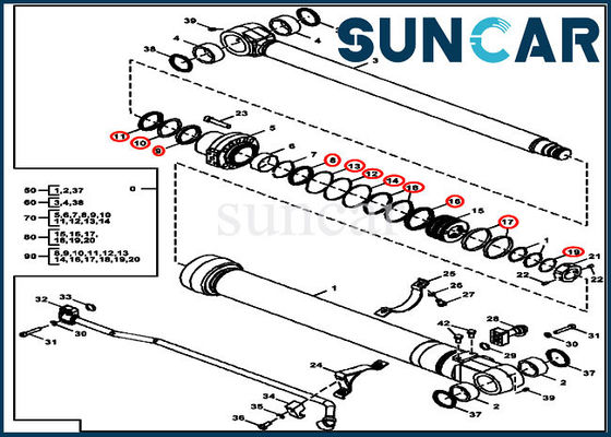 De Emmer die van de de Verbindingsuitrusting FYA00012901 van de cilinderreparatie het Graafwerktuig John Deere verzegelen van Kit For 135G 130G