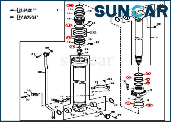 4S00847 wapenverbinding Kit Excavator Repair Kit For 120D 135D 130G John Deere Cylinder 9288686G