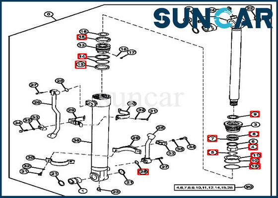 Van de Verbindingskit cylinder service kit for van de 4369716 Emmerolie Graafwerktuig 190 80 John Deere