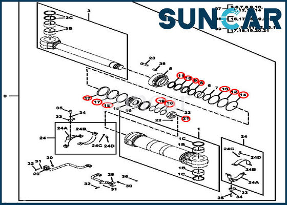 FYA00023524 de plaatsende Verbinding Kit Excavator John Deere 190GW van de Cilinderreparatie