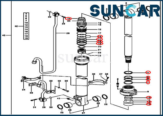 De Boomcilinder die van de materiaal Hydraulische Verbinding AH173457 Kit For 200CLC 200LC John Deere verzegelen