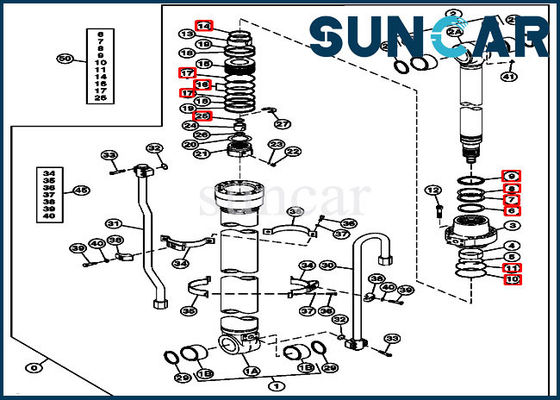 De slijtvaste Verbinding Kit John Deere 210 Graafwerktuig Cylinder Service Kit van de 4448399 Wapencilinder