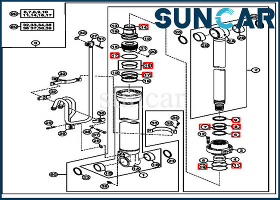 Uitrustingen 4662889 van de boomcilinder Hydraulische Reparatie die Kit Fits John Deere 220DW verzegelen