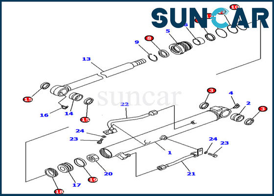 707-39-65190 van de Verbindingskit komatsu excavator PC10UU PC14R PC16R van de emmercilinder de Reparatieuitrusting