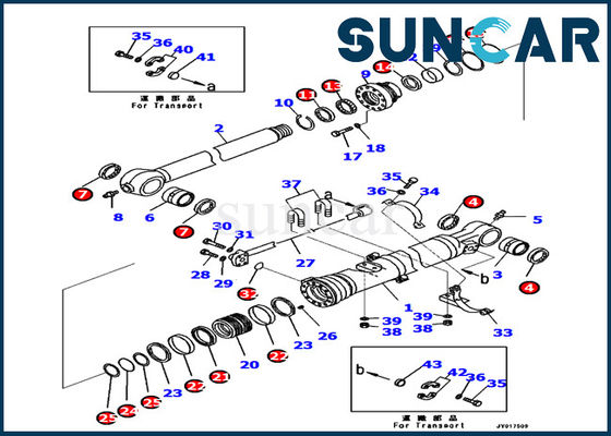 707-99-48710 van de het WAPENcilinder van KOMATSU de Verbinding Kit Cylinder Inner Parts pc240lc-10 Graafwerktuig Repair Kit