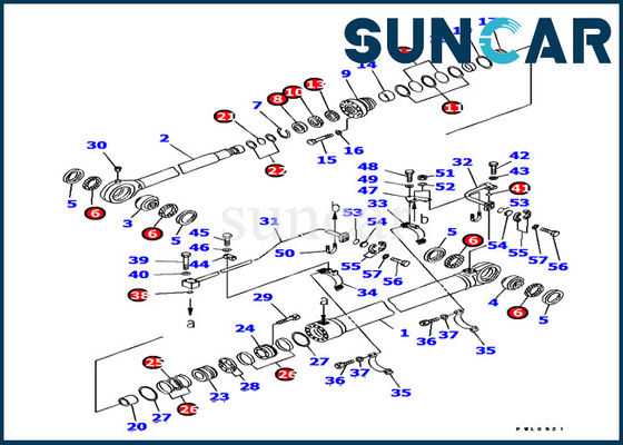 707-99-77070 emmercilinder die Kit Komatsu Excavator verzegelen pc1800-6 Binnenreparatiedelen