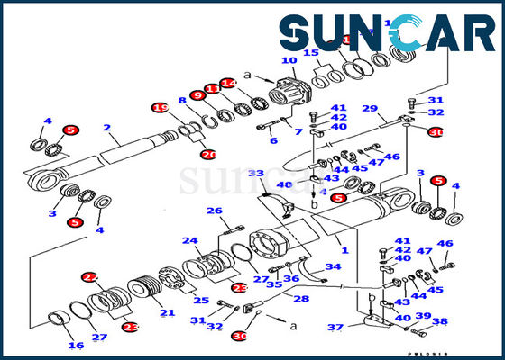 Graafwerktuig 707-99-87710 van de Reparatieuitrustingen van de Boom Hydraulische Cilinder van de de Olieverbinding de Uitrustingenpasvormen pc1800-6 van KOMATSU