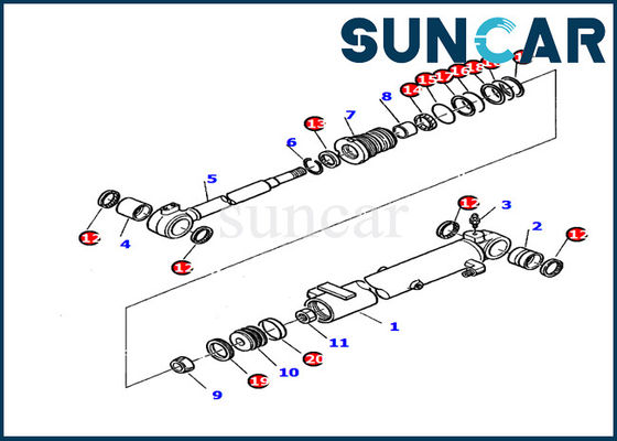 878000391 de Cilinderverbinding Kit Fits Komatsu pc20-7 van de graafwerktuigboom de hydraulische cilinder van de Reparatieuitrusting