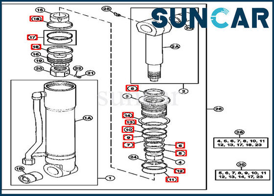 4369769 van de de Reparatieverbinding van John Deere Arm Sealing Kit Hydraulische Delen van de Bouwmachines van Kit For 290D