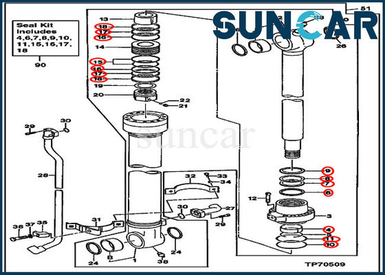 AH155040 het hydraulische Graafwerktuig van Kit Deere Seal Kits Fits 160LC 350GLC 350DLC van de Emmercilinder