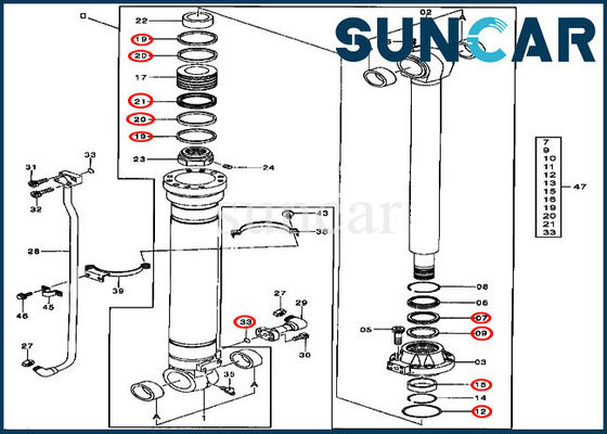 AT264430 van de Verbindingskit john deere 330LCR 450CLC van de emmercilinder het Hydraulische Graafwerktuig Repair Kits