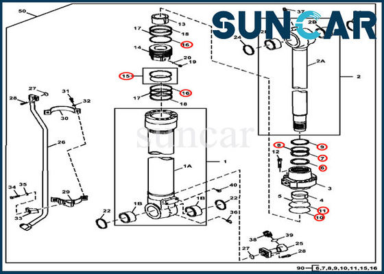 FYA00001398 van de de Verbindingsreparatie van de emmercilinder de Uitrusting ISO9001 3754D 350DLC John Deere Service Kit