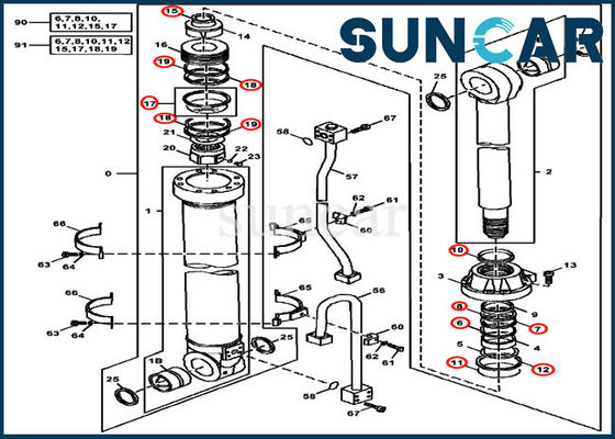 Hydraulische van het de Uitrustingen4s00956 Wapen van de Olieverbinding de Cilinderreparatie Kit For John Deere 450LC 200LC 450CLC