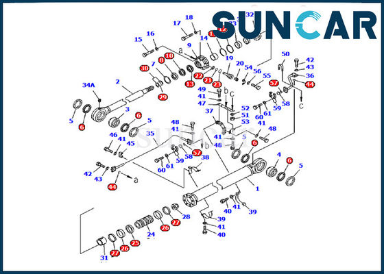 707-99-77210 de Verbinding Kit Komatsu Excavator van de emmercilinder pc1600-1 hydraulische binnen de dienstuitrusting van de Reparatieuitrusting