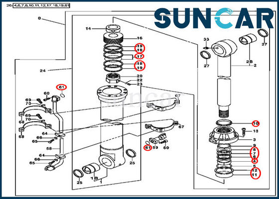 AT314427 hydraulische Emmercilinder Kit Excavator Seal Kits Fits 450LC John Deere Parts