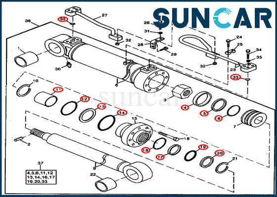 490 JOHN DEERE AT196477 Dienst Kit Excavator Repair Seal Kits van de Boom de Hydraulische Cilinder