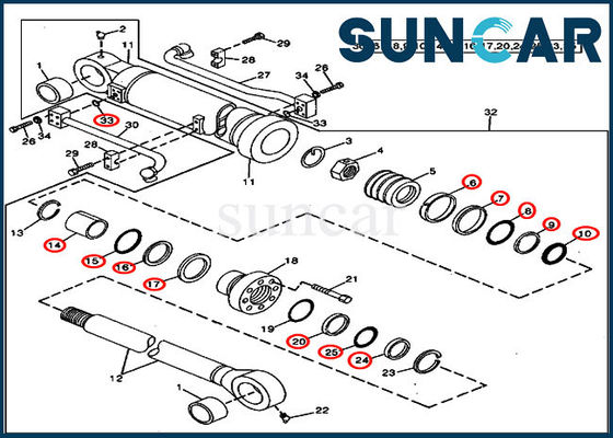 AT264443 de Vervangingsverbinding Kit For John Deere 490 Graafwerktuig Models van de emmercilinder