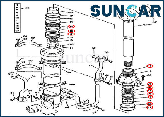 AT194335 de Cilinderverbinding Kit Excavator Service Kit Fits 595D 590D JOHN DEERE van de boomemmer