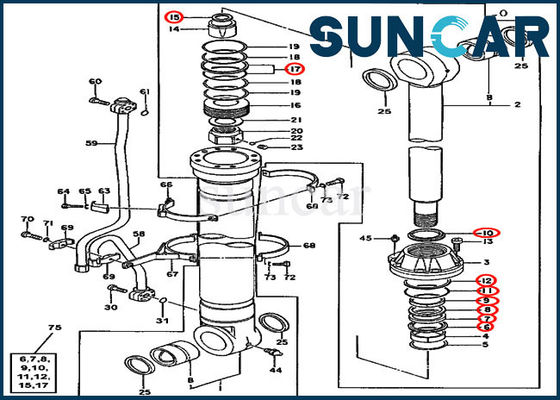 JOHN DEERE 4660103 het Graafwerktuig van de Verbindingskit repair sealing kit fits 600C 550LC van de Boomcilinder