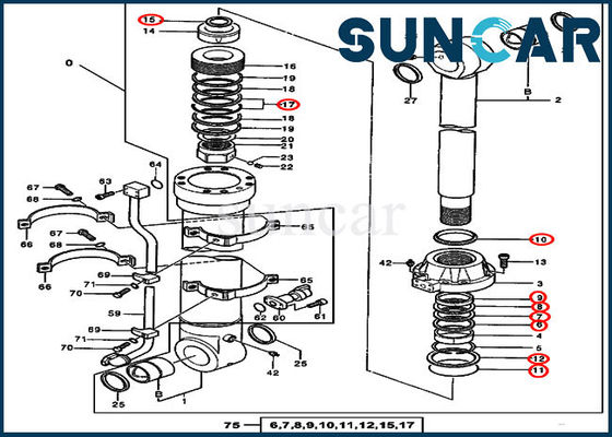 Hydraulische de Verbindingsuitrusting 4438690 van de Cilinderolie Emmer die Kit Fits For 550LC John Deere Models verzegelen
