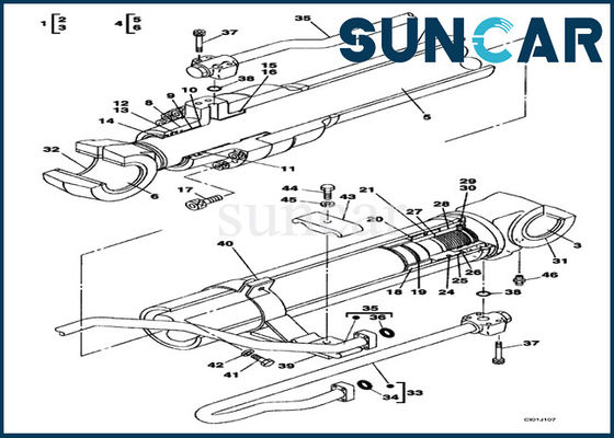 COMPUTER-AIDED SOFTWARE ENGINEERING Materiaaldelen LZ00477 de Verbinding Kit Fits CX330 van Hydraulic Boom Cylinder van het Kruippakjegraafwerktuig