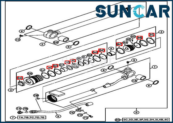17D JOHN DEERE 4667615 de Verbinding Kit Fits van de Boomreparatie 35 MM. Staaf 60 MM. droeg Cilinder