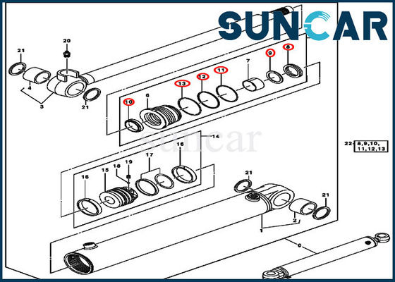 0843808 Graafwerktuig Boom Swing Service Kit Hydraulic Cylinder Seal Kit voor John Deere 50C
