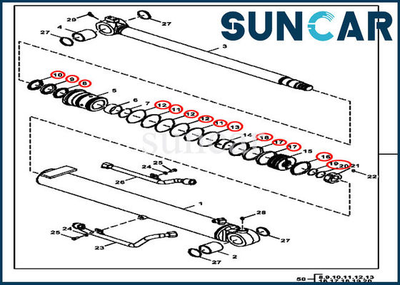 De Uitrustingsfyd00000071 Hydraulische Boom die van de cilinderverbinding Kit Fits 50D 50G John Deere verzegelen