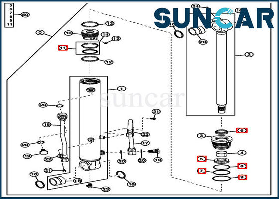 4614069 Delen van Kit Cylinder Service Kit ISO9001 Deere van de Emmerverbinding Mechanische Verzegelende