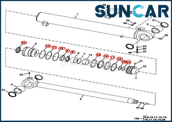 JOHN DEERE FYD00000072 van de Verbindingsuitrustingen van de Wapencilinder het Graafwerktuig Repair Sealing Kit