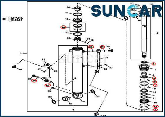 De Verbindingsreparatie Kit Replacement Kits For John Deere 60D van de 4687559 Boomcilinder