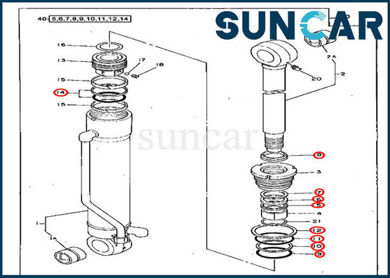 4217003 Arm Cylinder Seal Kit vervangingsservice kit voor J.o.h.n Deere graafmachine 70D