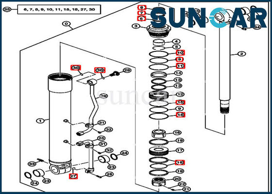 4464984 de Reparatie Kit Cylinder Service Kit Fits 75C 80C John Deere Components van de boomverbinding