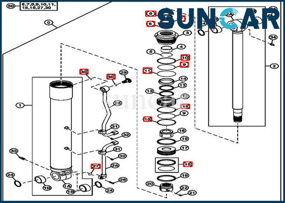 4663491 de Reparatie Kit Boom Replacement Kits Fits John Deere 75D 85D van de cilinderverbinding