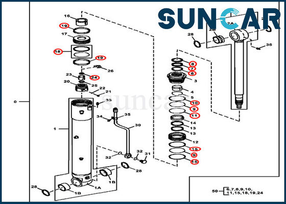 De Reparatie die van de 4696459 Schommelingscilinder Uitrustingen van de de Olieverbinding van Kit Deere 85D 85G de Hydraulische CYL verzegelen
