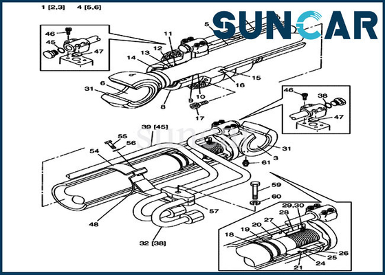 LZ00442 het hydraulische COMPUTER-AIDED SOFTWARE ENGINEERING CX225SR CX240 van Kit Cylinder Service Kits Fits van de Boomverbinding