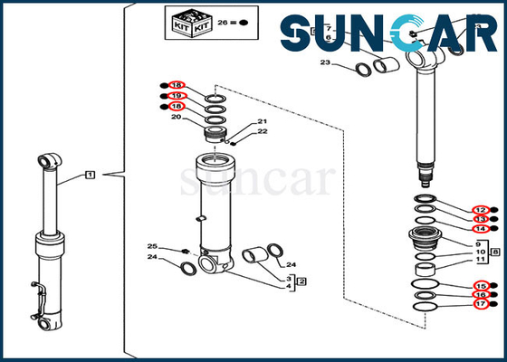LZ00473 het COMPUTER-AIDED SOFTWARE ENGINEERING van het het Kruippakjegraafwerktuig van SR CX80C van Kit Cylinder Replacement Kit Fits CX75C van de emmerverbinding
