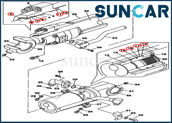 LZ008210 emmer die het COMPUTER-AIDED SOFTWARE ENGINEERING van Kit Fits CX160C CX160B Hydraulische de Reparatieuitrusting verzegelen van de Cilinderverbinding
