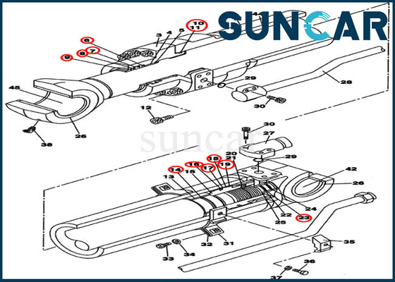 LZ007640 hydraulische Cilinder die het Geval van Kit Arm Service Kit Fits verzegelen CX210BLR CX210B
