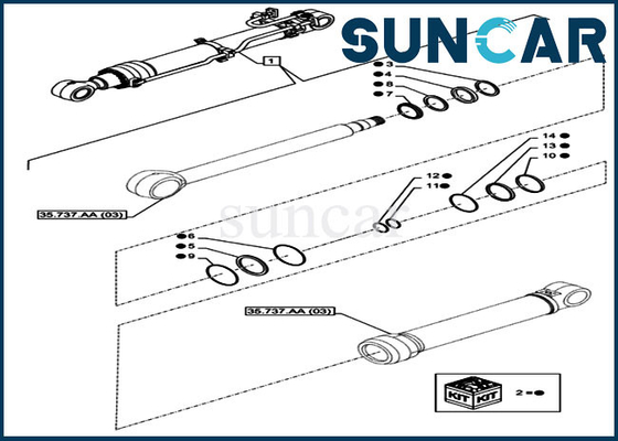 Het COMPUTER-AIDED SOFTWARE ENGINEERING LZ012100 van CX350D LC de Verbinding Kit Hydraulic Cylinder Repair Kits van de Wapenreparatie