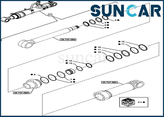 LZ014960 van de Reparatiekit cylinder service kit fits van de wapenverbinding het Graafwerktuigcx750drtc COMPUTER-AIDED SOFTWARE ENGINEERING