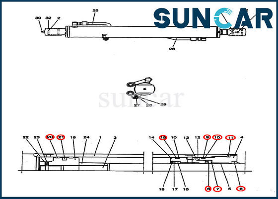 CX25 de hydraulische Cilinder die van het de Uitrustingspv01v00037r300 Wapen van de Olieverbinding Kit Case Repair Kit verzegelen