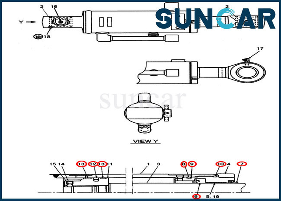 De Verbinding Kit Case Repair Kits For CX20B CX22B Mini Crawler Excavator van de 72953540 Bulldozercilinder