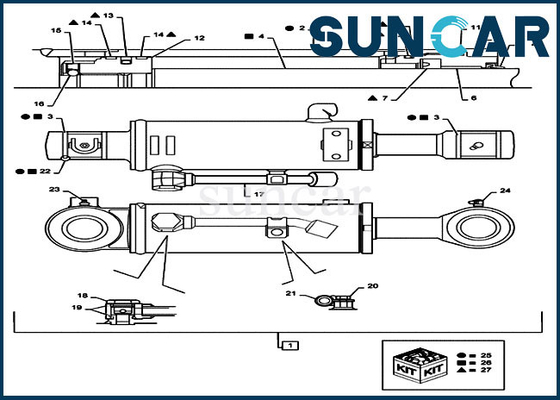 Van de de Bulldozerreparatie van Mini Excavator PX01V00073R300 van de de Verbindingsuitrusting het COMPUTER-AIDED SOFTWARE ENGINEERING CX36B CX31B Hydraulische Cilinderuitrustingen