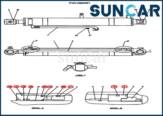 CX50B de model van de de Vervangingsverbinding van Case PY01V00037R300 Uitrustingen van Kit Crawler Excavator Boom Repair