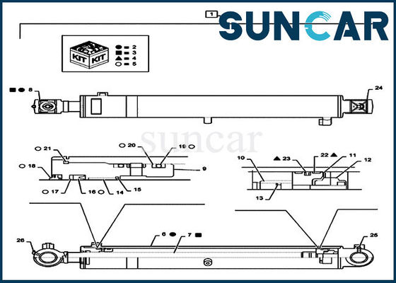 CX55B de Uitrustingen van de de Verbindingsuitrusting PS01V00001R300 Mini Crawler Excavator Hydraulic Cylinder van de gevalboom CYL